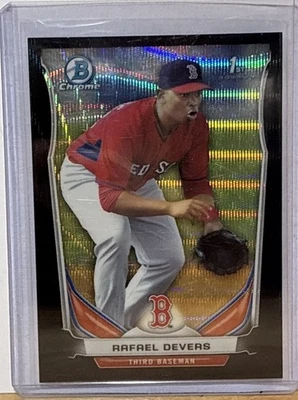 Rafael Devers 2014 Bowman Draft Top Prospects cromo negro refractor de onda Foto 1 de 3