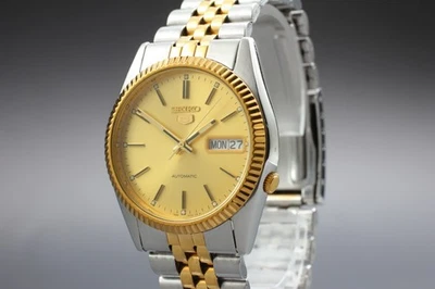 [Near MINT] Seiko 5 7S26-0500 SNXJ92 Automatic Gold Dial Men's Watch From JAPAN - image 1 of 4
