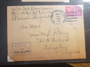 APO 104 AACHEN, GERMANY 1944 WWII Army Cover 415 Infantry w/ CHRISTMAS card - Picture 1 of 3