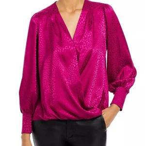 CHENAULT Satin Jacquard Crossover Damen Bluse Gr. Large Brandneu - Bild 1 von 6
