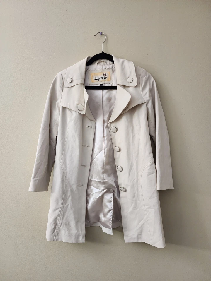 Sugarfly Trench Coat Girls Dress Coat Sz L  - Image 1 of 4