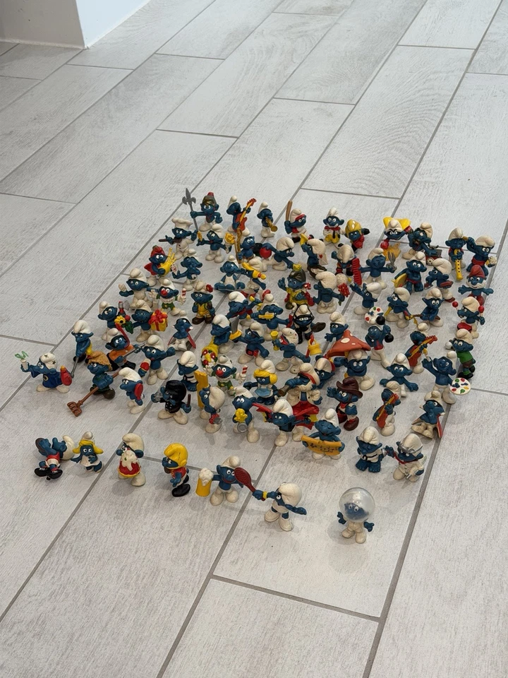 Винтажный Смурфики ПВХ 2» фигурки лот 77 - 60-х, 70-х 1980-х РЕДКАЯ Schleich Peyo - Изображение 1 из 4