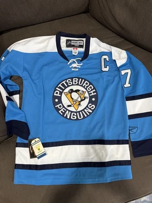 Sidney Crosby Pittsburgh Penguins Throwback Light Blue Jersey Mens Size Medium - Image 1 of 4