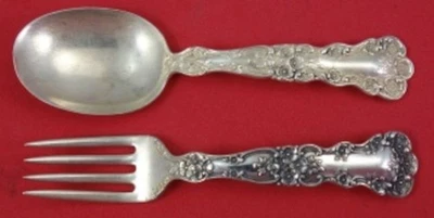 Juego de bebé Buttercup de Gorham de plata esterlina 2 piezas reliquia original de 4 1/2" Foto 1 de 2