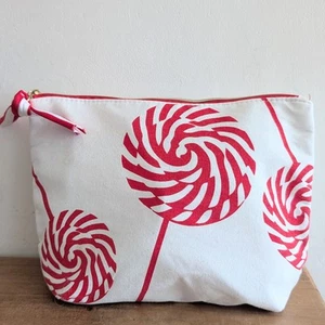 Clarins Wash Bag Makeup Bag Red White Lollypop Candy Sweets 24x16cm - Picture 1 of 2