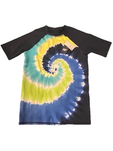 NWT LANDS END BOYS SWIM SHIRT, Short Sleeve Rash Guard, Tie Dye, Large 10-12 - Picture 1 of 1