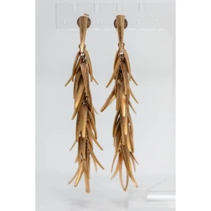 Pendientes colgantes vintage RL tono dorado pluma chile en cascada satinado cepillado - Imagen 1 de 4