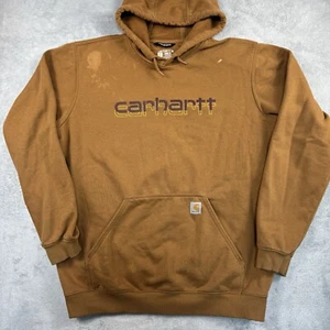 Carhartt Rain Defender Hoodie Mens XL Tall XLT Brown Loose Fit Workwear Pullover - Picture 1 of 9