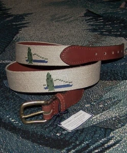 NEU SMATHERS & BRANSON Needlepoint Golf Gürtel MOUNTAIN LAKE COUNTRY CLUB 40 beige - Bild 1 von 11