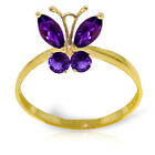Brand New 0.6 Carat 14K Solid Gold Butterfly Ring Natural Purple Amethyst