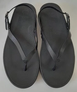FITFLOP FLIP BACK-STRAP SIZE 6/39 ALL BLACK LEATHER FLIP FLOPS SANDALS FREE P&P - Picture 1 of 11