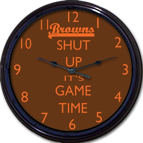 Cleveland Browns Football Shut Up It's Game Time Wall Clock NFL Man Cave 10" Cover