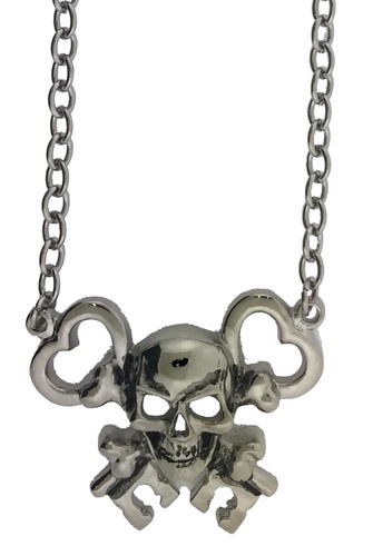 CHROME HEARTS Collana Ribelle Scheletro Chiavi Croce Argento Cromato Cane Etichetta Roccia Teschio Halloween
