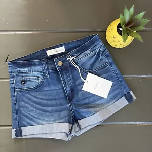 KanCan Shorts Cuffed Size Medium Blue Jean Short NEW WITH TAGS - Picture 1 of 10