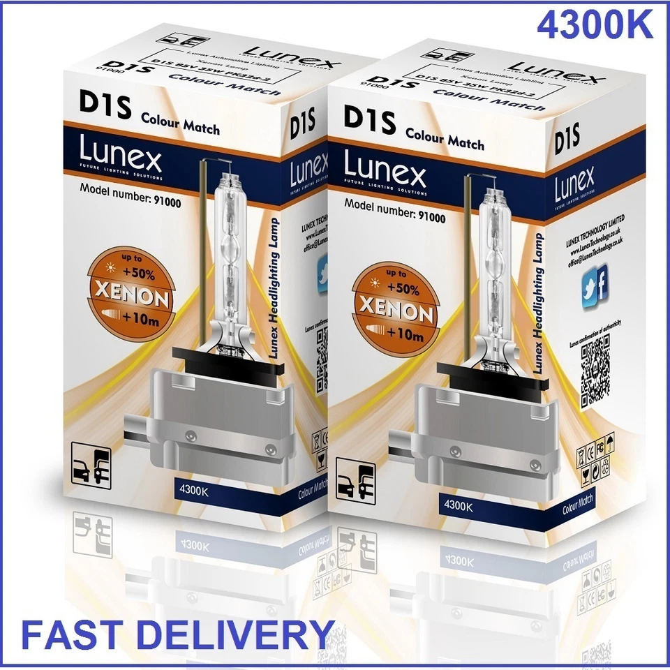 2 x D1S LUNEX XENON LÁMPARAS 4300K BOMBILLA compatible con 66043 66144 85410 CM - Imagen 1 de 1