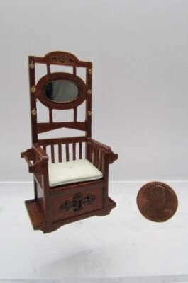 Dollhouse Miniature 1/2" Wood Hall Tree with Seat in Walnut JS5034WN - Image 1 of 3