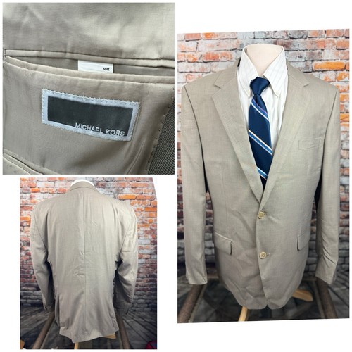 Giacca cappotto sportivo regolare Michael Kors 50 beige 2 bottoni misto poliestere