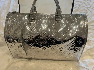 -:- LOUIS VUITTON Monograma Miroir Espelho Speedy 35 Bolsa de Mão Prata Satchel-:- - Imagem 1 de 4