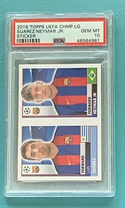 2016 Topps UEFA Champions League Suarez / Neymar Jr Sticker PSA 10 Gem Mt Mint - Picture 1 of 5