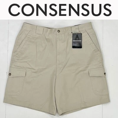 Consensus Men’s Cargo Khaki Shorts NWT Size 38 - Image 1 of 4