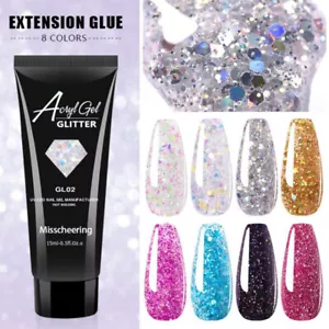 Glitter Poly Shiny Gel Nails Builder Sequins Extension Acrylic Bling Nail Art - Picture 1 of 20