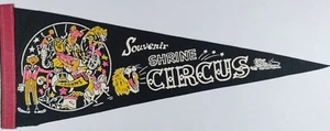 Vintage 1970's Shrine Circus 24" Pennant Flag Banner Felt Souvenir Black - Picture 1 of 6
