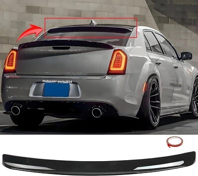 GLOSSY BLACK FOR 2011-23 CHRYSLER 300 300C 300S TOURING REAR WINDOW ROOF SPOILER Foto 1 de 4