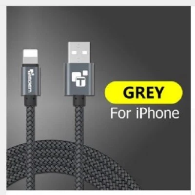 NEW 6Ft Braided, USB Fast Charging Cable For iPhone (GREY) - Image 1 of 4