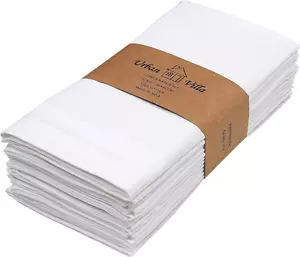White Dinner Napkins 100% Cotton Cloth Napkins (Set of 12) 18X18 Inches Absorben - Picture 1 of 9