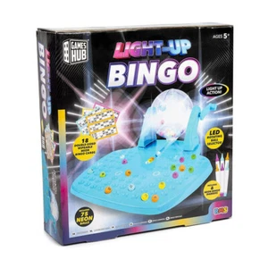 Led Light Up Bingo Game With Tumbler Tickets Neon Flashing LIghts Party Game Toy - Picture 1 of 7
