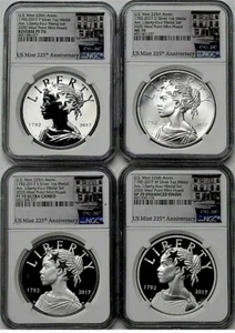 2017 US 225th Anniversary LIBERTY Silver 4-Medal Set SP70/RPF70/PF70/MS70 - Picture 1 of 2
