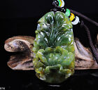 100 % natürliche handgeschnitzte Jade Anhänger Jadeit Halskette Pfingstrose Blume 874i