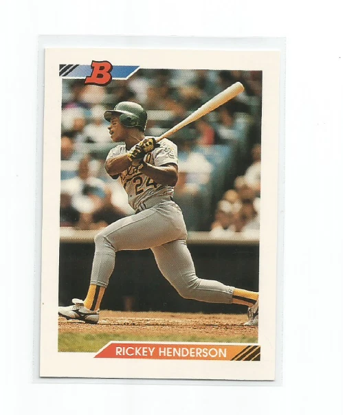 RICKEY HENDERSON (Oakland A's) 1992 BOWMAN CARD #166 - Image 1 of 1