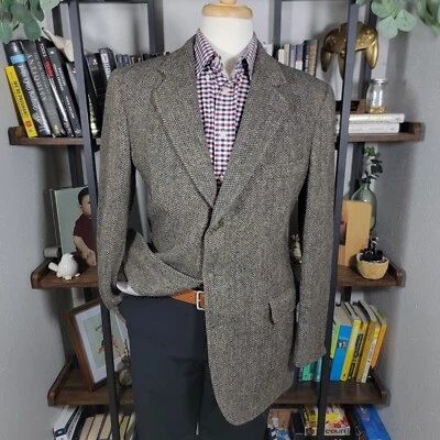 Blazer casaco esportivo vintage Jos A Bank HARRIS TWEED três botões espinha de peixe - Imagem 1 de 4