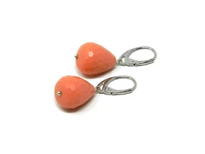 Orecchini monachella argento e goccia sfaccettata pasta di corallo rosa salmone - Foto 1 di 5