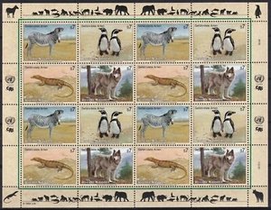 Mini hoja de fauna vida silvestre Yvert #159/62 de las Naciones Unidas Viena 1992 sin montar o nunca montada en muy buen estado - Imagen 1 de 1
