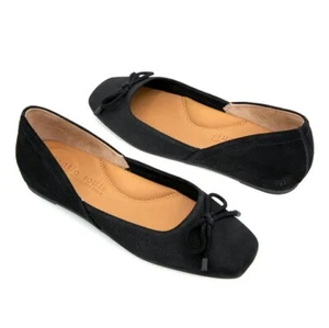 GENTLE SOULS Sailor Bow Ballet Flats Size 6.5 Black Suede Comfort NEW $159 - Picture 1 of 13