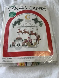 Vintage Leisure Arts Canvas Capers Santa Mobile New - Picture 1 of 4
