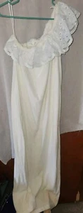 Vtg Bill Blass Sexy One Sleeve Off Shoulder Night Gown 80/20 Cotton Blend Cream - Picture 1 of 10