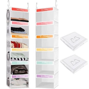 2 Pack 6 Weekly Shelf Hanging Closet Organizer Kids Closet Organizer Clothes Sto - Picture 1 of 7
