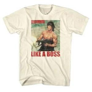 Rambo First Blood Machine Gun Like A Boss Men's T Shirt 80's Movie Merch  - Picture 1 of 3