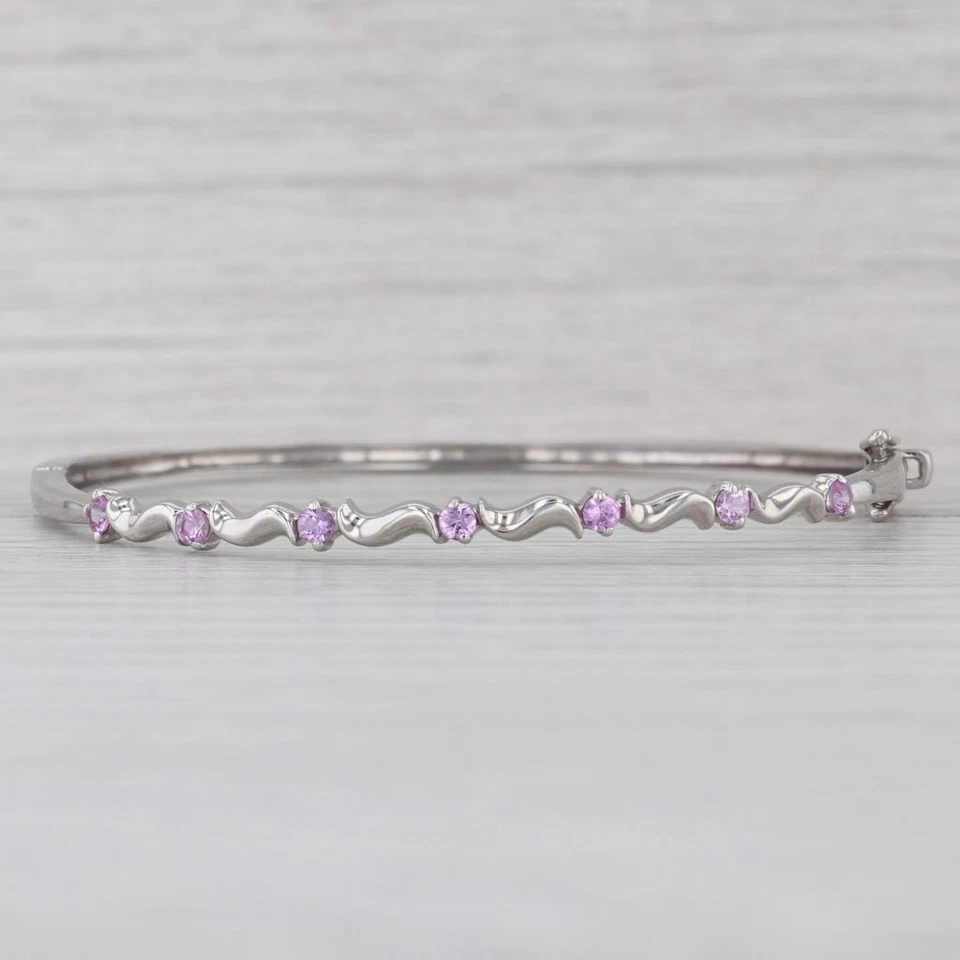 Brazalete Brazalete Zafiro Rosa 0.50ctw Oro Blanco 14k 6.75" Foto 1 de 4