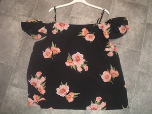 size 18 dorothy perkins black pink floral strappy summer top - Picture 1 of 2