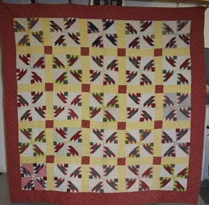 Antique  Tornados pattern Quilt Mennonite Germantown PA 19th Century 1880s - Picture 1 of 2