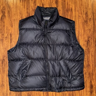 Lands End Goose Down Vest Jacket Insulated Black Puffer Mens XL - Image 1 of 4