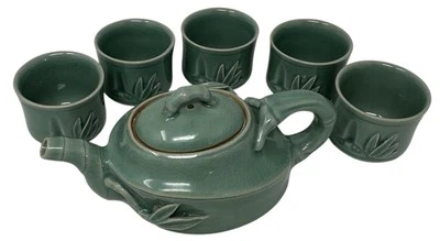 Старинный королевский художественный фарфоровый чайный сервиз династии Чосон Селадон бамбуковый горшок чашка Корея - Изображение 1 из 4