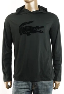 Nueva Camiseta Jersey Para Hombres Lacoste Prendas para Dormir Logo Grande Cocodrilo Negra Con Capucha L - Imagen 1 de 3