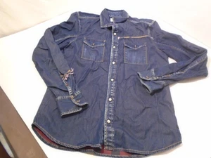 Diesel denim Blue Long Sleeve Western pearl snap Shirt Youth Teen size L Vintage - Picture 1 of 9
