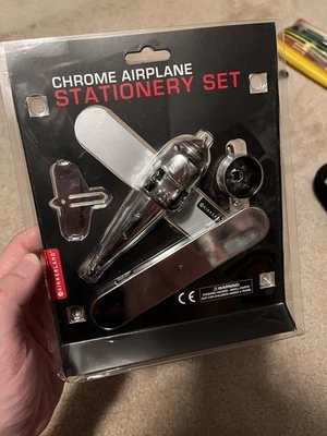 Kikkerland Chrome Airplane Stationery Set - Image 1 of 4