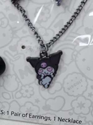 Rare Sanrio Kuromi With Heart Eyes Jewelry Set Earrings and Necklace  - Image 1 of 4
